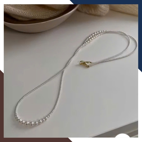 Vòng Cổ Ngọc Trai Dài 120CM Kiểu Phối Hạt Từ 3MM Đến 8MM VCNT101