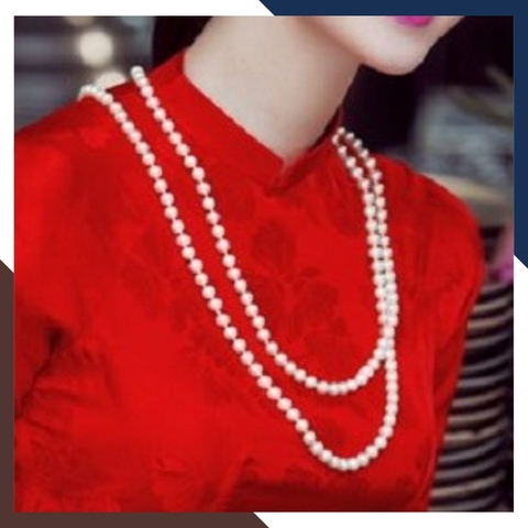 Vòng cổ ngọc trai dài 120cm, vòng ngọc trai mặc áo dài đẹp cho nữ mã 58CH225