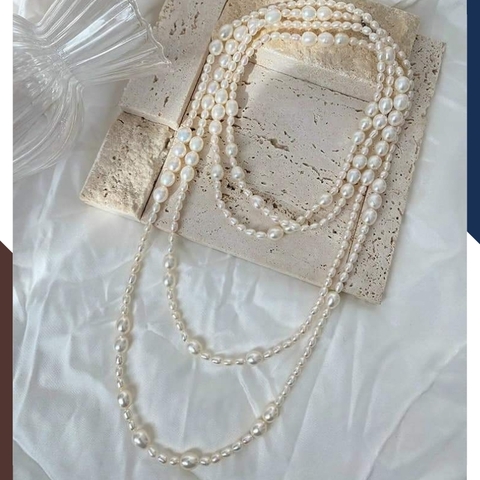 Vòng cổ ngọc trai dài 150cm, vòng ngọc trai mặc áo dài cho nữ mã 610AC1063