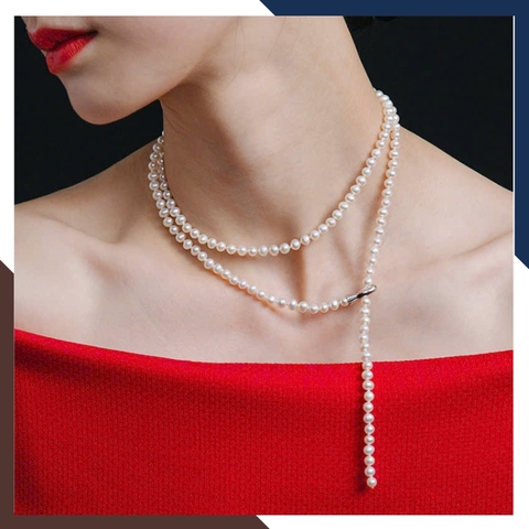 Vòng Cổ Ngọc Trai Dài 90cm Size Nhỏ 6mm Cho Nữ VCNT117 | Ngọc Trai Nước Ngọt