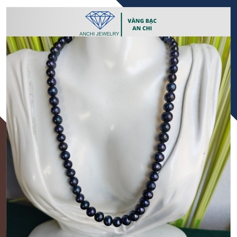 Vòng cổ ngọc trai đen tự nhiên, vòng ngọc trai mặc áo dài cho nữ mã 89AC325