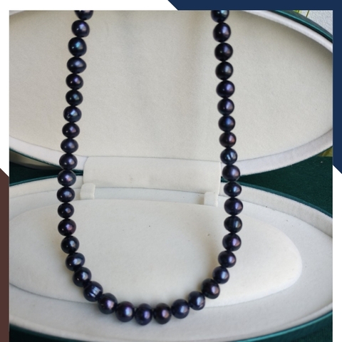 Vòng cổ ngọc trai đen tự nhiên, vòng ngọc trai mặc áo dài cho nữ mã 89AC325
