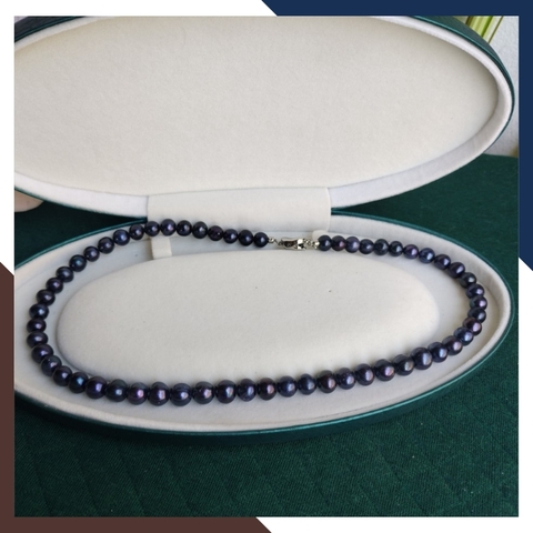 Vòng cổ ngọc trai đen tự nhiên, vòng ngọc trai mặc áo dài cho nữ mã 89AC325