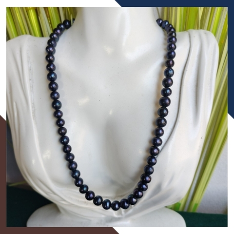 Vòng cổ ngọc trai đen tự nhiên, vòng ngọc trai mặc áo dài cho nữ mã 89AC325