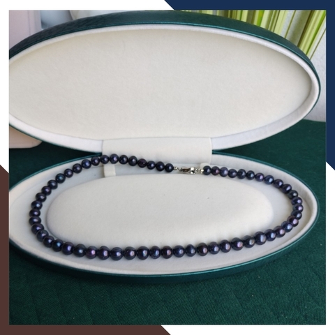 Vòng cổ ngọc trai đen tự nhiên, vòng ngọc trai mặc áo dài cho nữ mã 89AC325