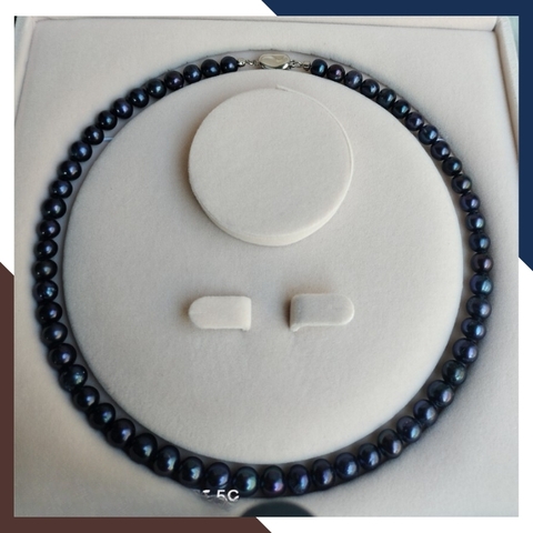 Vòng cổ ngọc trai đen tự nhiên, vòng ngọc trai mặc áo dài cho nữ mã 89AC325