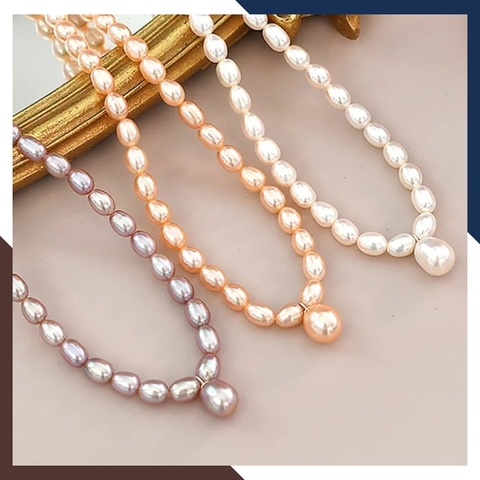 Vòng cổ ngọc trai nước ngọt tự nhiên có mặt cho nữ mã 89B623