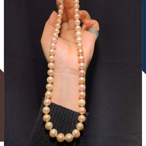 Vòng cổ ngọc trai hồng hạt to 11mm cao cấp, vòng ngọc trai mặc áo dài cho nữ mã 11C1200K25