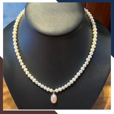 Vòng cổ ngọc trai mặc áo dài, vòng ngọc trai thật nuôi nước ngọt mẫu có mặt cho nữ trẻ đẹp mã 78AC270