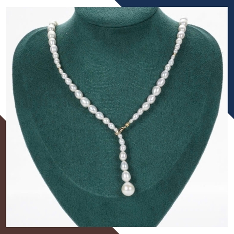 Vòng Cổ Ngọc Trai Nữ Dáng Thả Kết Hợp Hạt To Nhỏ VCNT148 – Nhẹ Nhàng, Mềm Mại & Quyến Rũ