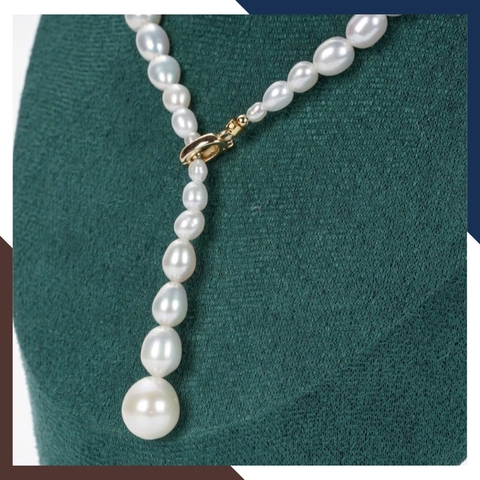 Vòng Cổ Ngọc Trai Nữ Dáng Thả Kết Hợp Hạt To Nhỏ VCNT148 – Nhẹ Nhàng, Mềm Mại & Quyến Rũ