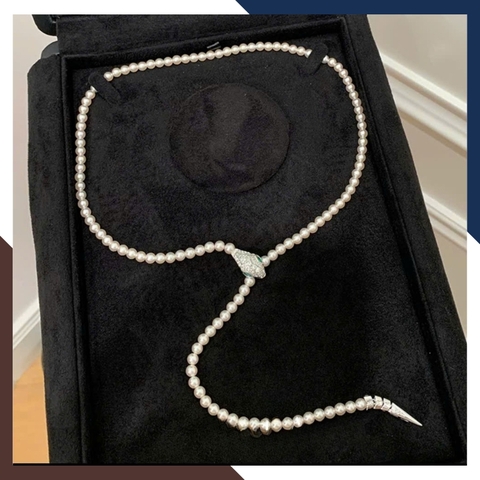 Vòng Cổ Ngọc Trai Nữ Phối Khoá Hình Con Rắn VCNT139 - Điểm Nhấn Cá Tính & Sang Trọng