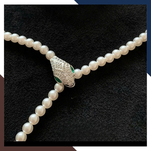 Vòng Cổ Ngọc Trai Nữ Phối Khoá Hình Con Rắn VCNT139 - Điểm Nhấn Cá Tính & Sang Trọng
