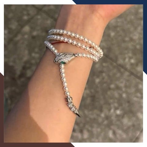 Vòng Cổ Ngọc Trai Nữ Phối Khoá Hình Con Rắn VCNT139 - Điểm Nhấn Cá Tính & Sang Trọng