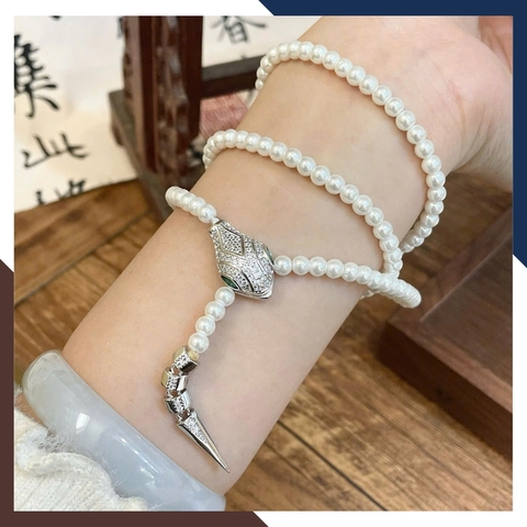 Vòng Cổ Ngọc Trai Nữ Phối Khoá Hình Con Rắn VCNT139 - Điểm Nhấn Cá Tính & Sang Trọng