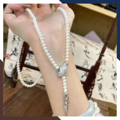 Vòng Cổ Ngọc Trai Nữ Phối Khoá Hình Con Rắn VCNT139 - Điểm Nhấn Cá Tính & Sang Trọng