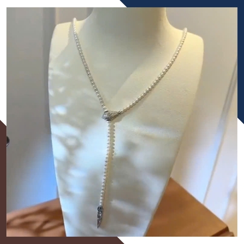 Vòng Cổ Ngọc Trai Nữ Phối Khoá Hình Con Rắn VCNT139 - Điểm Nhấn Cá Tính & Sang Trọng