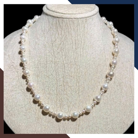 Vòng Cổ Ngọc Trai Nước Ngọt Cao Cấp VCNT129 - Thiết Kế Độc Đáo Với Hạt To Nhỏ Đan Xen
