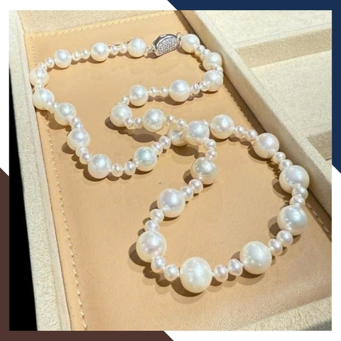 Vòng Cổ Ngọc Trai Nước Ngọt Cao Cấp VCNT129 - Thiết Kế Độc Đáo Với Hạt To Nhỏ Đan Xen