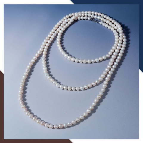 Vòng cổ ngọc trai nước ngọt cao cấp VCNT168 – Dây dài 110cm quý phái cho nữ