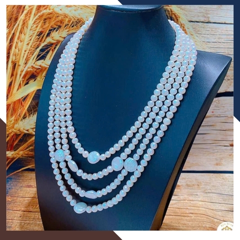 Vòng cổ ngọc trai thật 4 tầng cao cấp cho mẹ, phụ nữ trung niên, người lớn tuổi mặc áo dài đẹp mã 78CH280