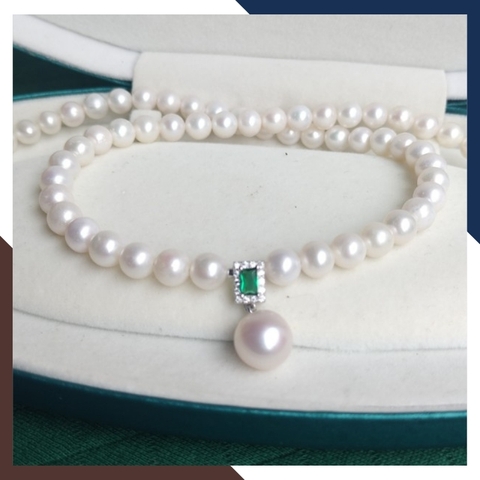 Vòng cổ ngọc trai thật cho mẹ, phụ nữ trung niên mặc áo dài mã 78B1200