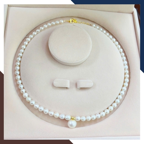 Vòng cổ ngọc trai thật dáng hạt gạo có mặt VCNT156 – lựa chọn hoàn hảo cho quý cô