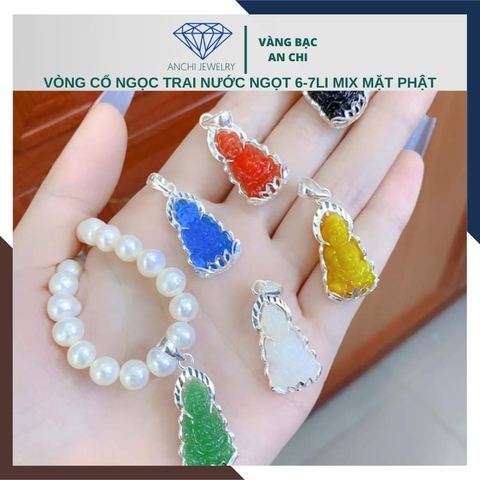 Vòng cổ ngọc trai cho mẹ mix phật đá phong thuỷ sang trọng mã 79AC310
