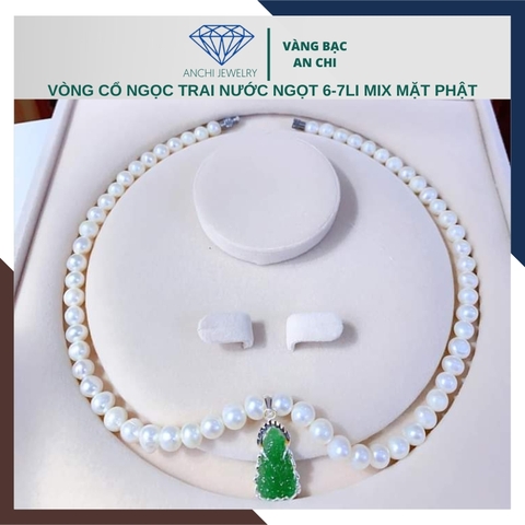 Vòng cổ ngọc trai cho mẹ mix phật đá phong thuỷ sang trọng mã 79AC310