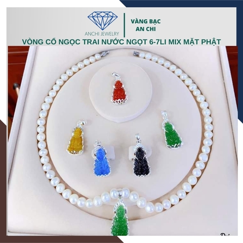 Vòng cổ ngọc trai cho mẹ mix phật đá phong thuỷ sang trọng mã 79AC310