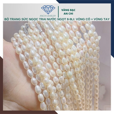 Vòng cổ ngọc trai mặc áo dài thời trang dáng hạt gạo mã 67CH210K5