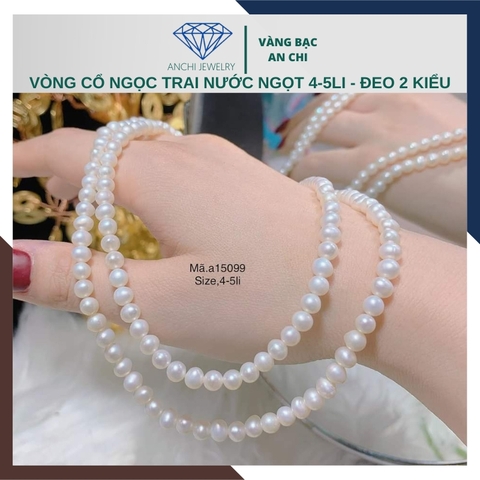 Vòng cổ ngọc trai 2 vòng xoắn hạt nhỏ mã 45AC310