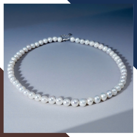 Vòng cổ ngọc trai trắng tự nhiên VCNT169 – Kiểu dáng đơn giản, thanh lịch & tinh tế