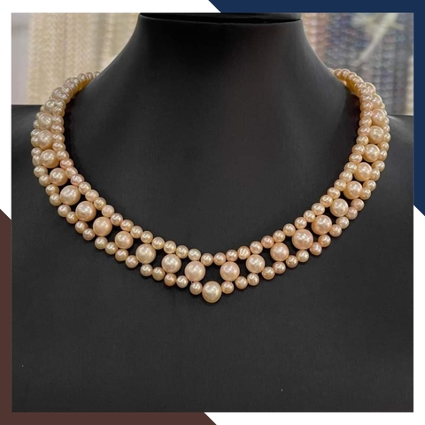 Vòng cổ ngọc trai đan cao cấp mặc áo dài cho nữ mã 38AC470