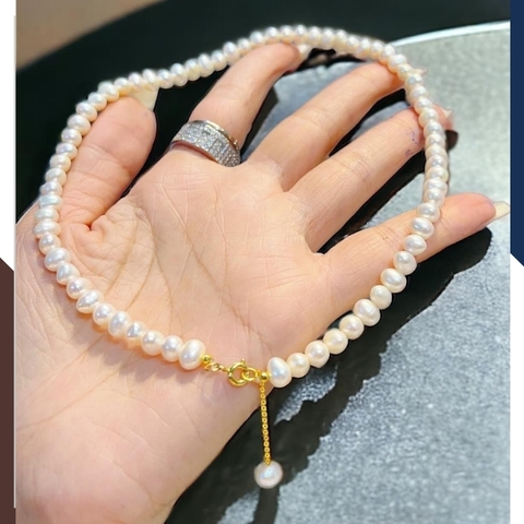 Vòng cổ choker ngọc trai nước ngọt khóa vàng 10k mã 78B1245