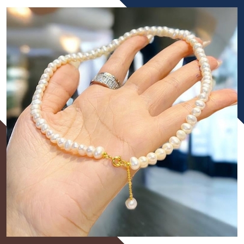 Vòng cổ choker ngọc trai nước ngọt khóa vàng 10k mã 78B1245