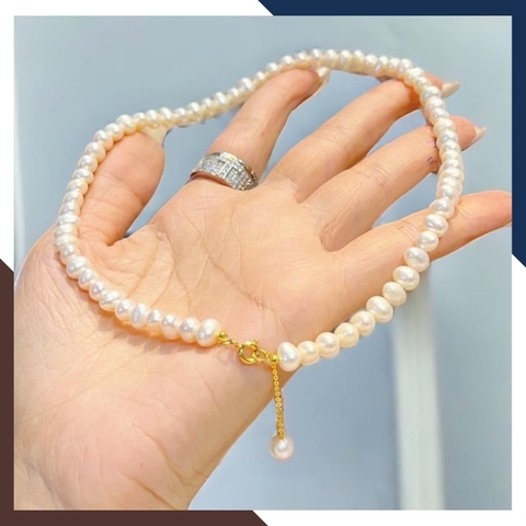 Vòng cổ choker ngọc trai nước ngọt khóa vàng 10k mã 78B1245