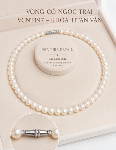 Vòng Cổ Ngọc Trai VCNT197 – Chuỗi Ngọc Trai Thật 7–8mm Thanh Lịch, Dễ Đeo Hằng Ngày