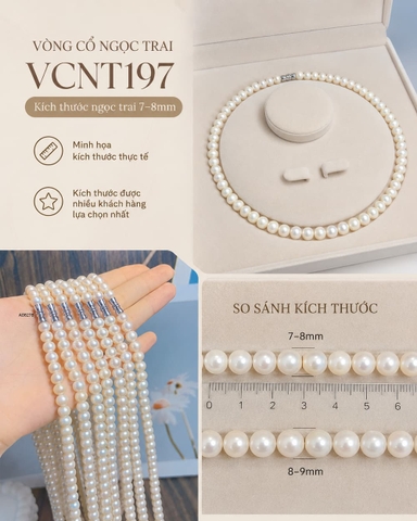 Vòng Cổ Ngọc Trai VCNT198 – Chuỗi Ngọc Trai Trắng 9–10mm Cao Cấp Classic Pearl Strand