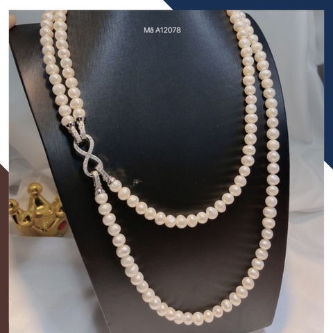 Vòng ngọc trai 2 vòng, vòng ngọc trai thật mặc áo dài đẹp cho nữ mã 78CH220