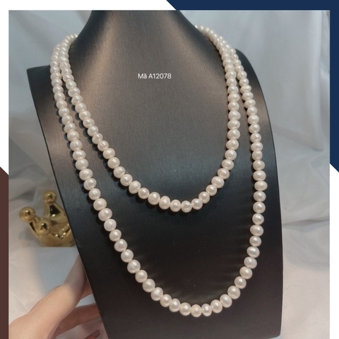 Vòng ngọc trai 2 vòng, vòng ngọc trai thật mặc áo dài đẹp cho nữ mã 78CH220