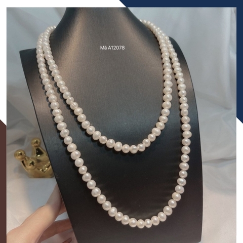 Vòng ngọc trai 2 vòng, vòng ngọc trai thật mặc áo dài đẹp cho nữ mã 78CH220