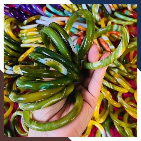 Vòng mã não 3 màu vân xanh vàng trắng liền khối bản mo 10mm cho nữ mệnh kim, mộc, thủy, hỏa, thổ mã AC120