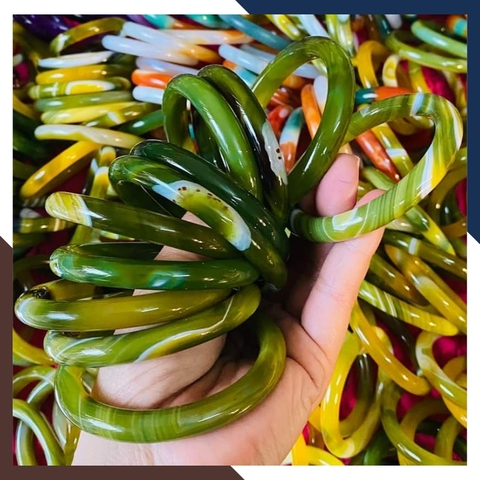 Vòng mã não 3 màu vân xanh vàng trắng liền khối bản mo 10mm cho nữ mệnh kim, mộc, thủy, hỏa, thổ mã AC120