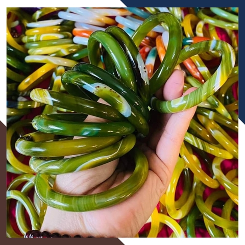 Vòng mã não 3 màu vân xanh vàng trắng liền khối bản mo 10mm cho nữ mệnh kim, mộc, thủy, hỏa, thổ mã AC120