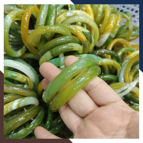 Vòng mã não 3 màu vân xanh vàng trắng liền khối bản mo 10mm cho nữ mệnh kim, mộc, thủy, hỏa, thổ mã AC120