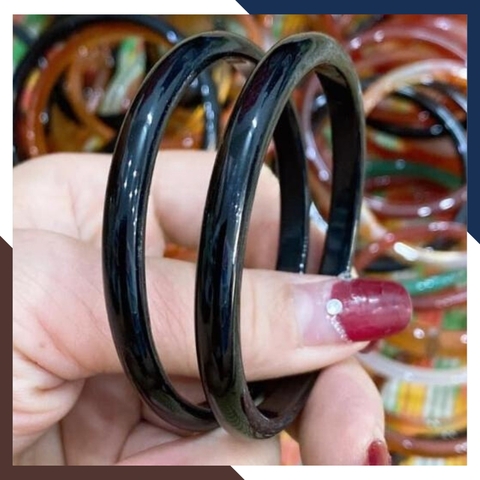 Vòng mã não đen liền khối bản mo 6mm cho nữ mệnh thủy, mệnh mộc mã AC35