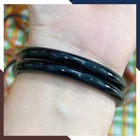 Vòng mã não đen liền khối bản mo 6mm cho nữ mệnh thủy, mệnh mộc mã AC35