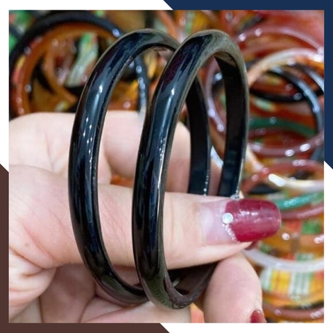 Vòng mã não đen liền khối bản mo 6mm cho nữ mệnh thủy, mệnh mộc mã AC35