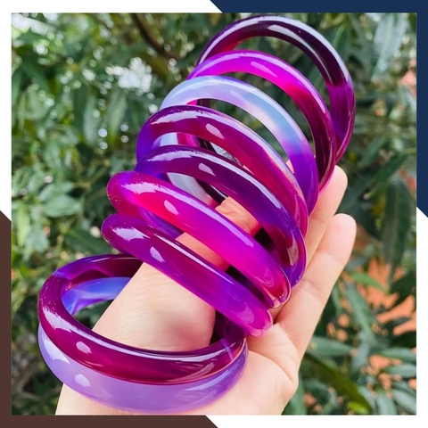 Vòng mã não liền khối 2 màu vân đỏ tím bản mo 10mm cho nữ mệnh hỏa / mệnh thổ mã AC120